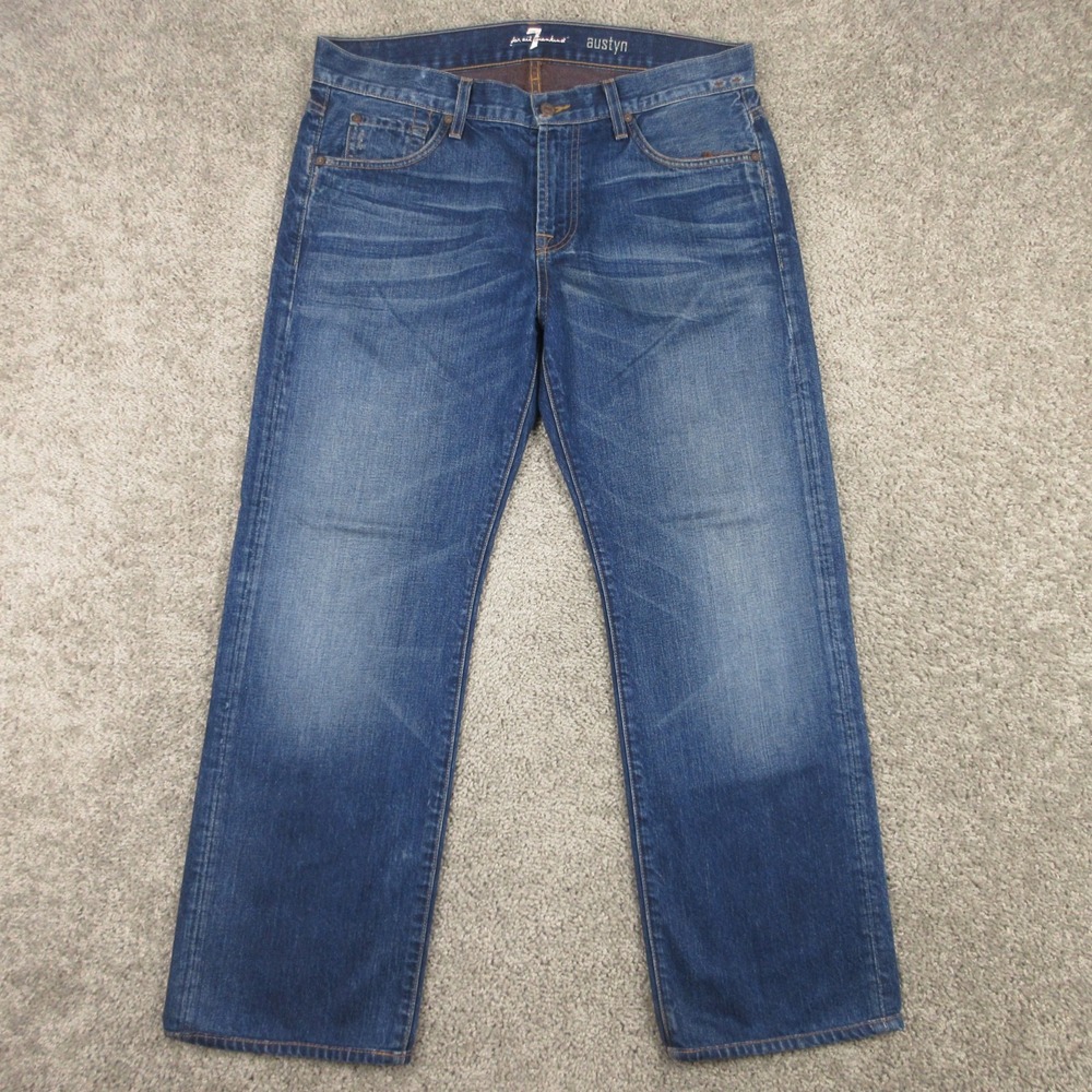 7 For All Mankind Jeans Mens 34 Blue Austyn Relaxed Bootcut Faded Denim Pants